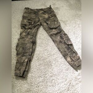 MNML Mens Cotton Relaxed Fit Mid Rise Camo Cargo Paratrooper Pants Joggers sz L